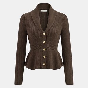 59 Commense Shawl Collar Peplum Knit Cardigan